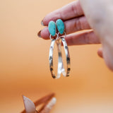 Stud Hoop Earrings in Campitos Turquoise - Golden Road Crafted