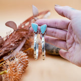 Stud Hoop Earrings in Campitos Turquoise - Golden Road Crafted