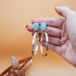 Stud Hoop Earrings in Campitos Turquoise - Golden Road Crafted