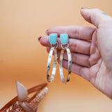 Stud Hoop Earrings in Campitos Turquoise - Golden Road Crafted
