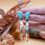 Stud Hoop Earrings in Campitos Turquoise - Golden Road Crafted