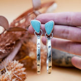 Stud Hoop Earrings in Campitos Turquoise - Golden Road Crafted