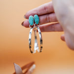 Stud Hoop Earrings in Campitos Turquoise - Golden Road Crafted