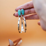 Stud Hoop Earrings in Campitos Turquoise - Golden Road Crafted