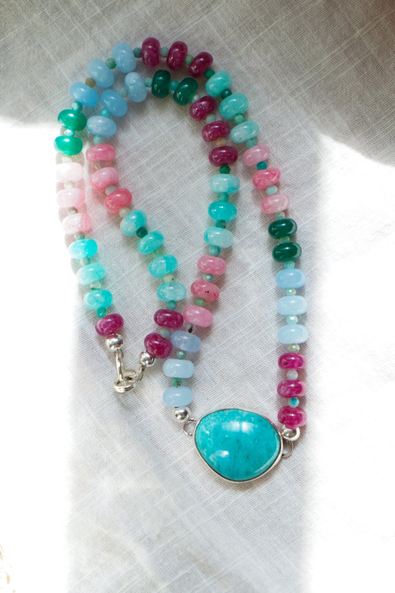 Sun-Kissed Necklace in Hubei Turquoise - Golden Road Crafted