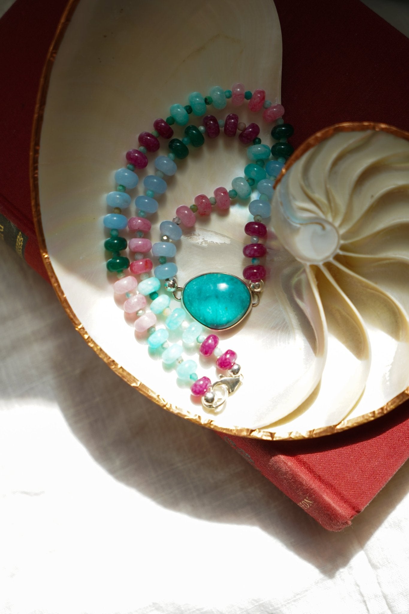 Sun-Kissed Necklace in Hubei Turquoise - Golden Road Crafted