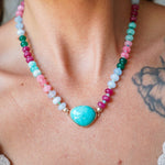 Sun-Kissed Necklace in Hubei Turquoise - Golden Road Crafted