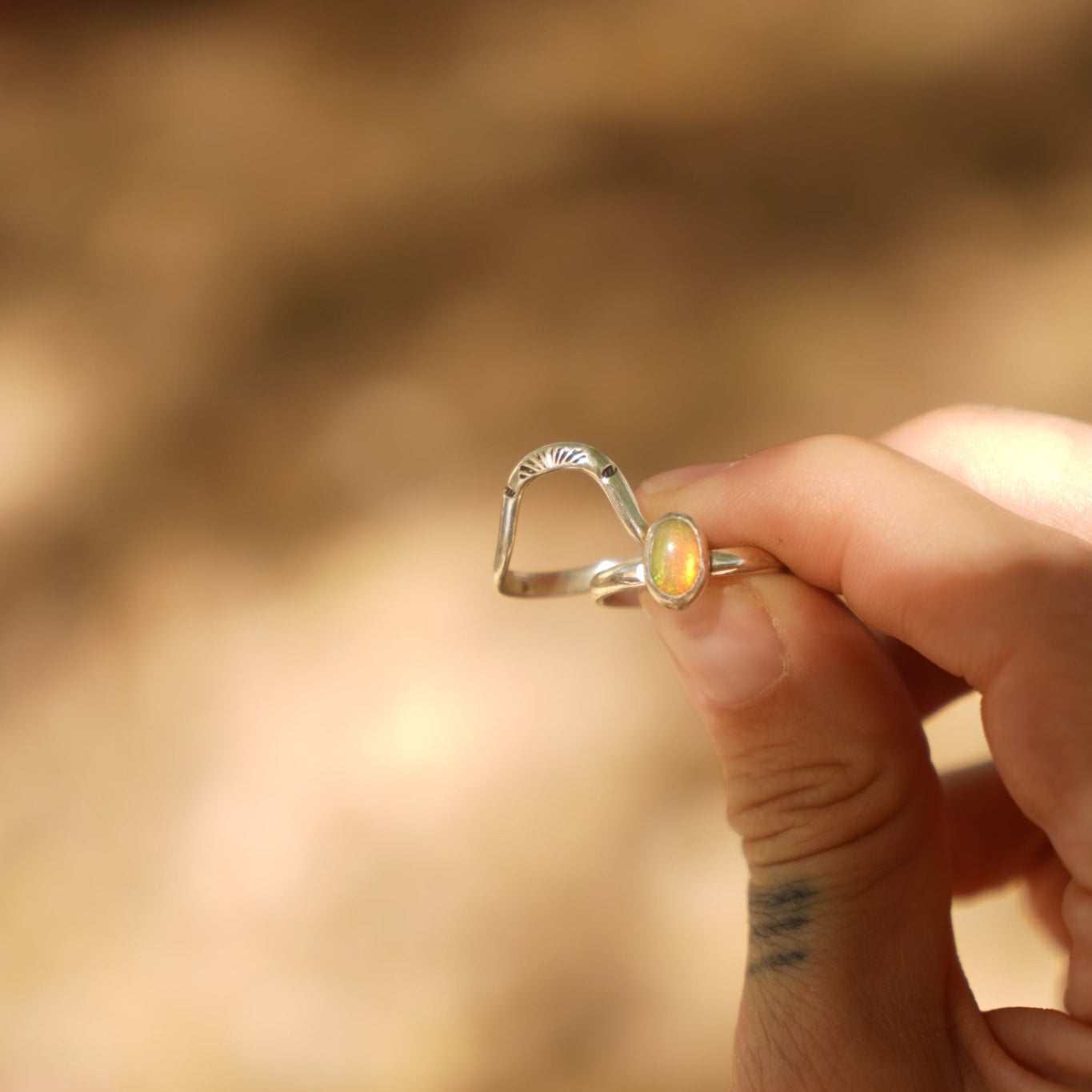 Sunrise Stacker Ring Set in Ethiopian Opal (Size 6) - Golden Road Crafted