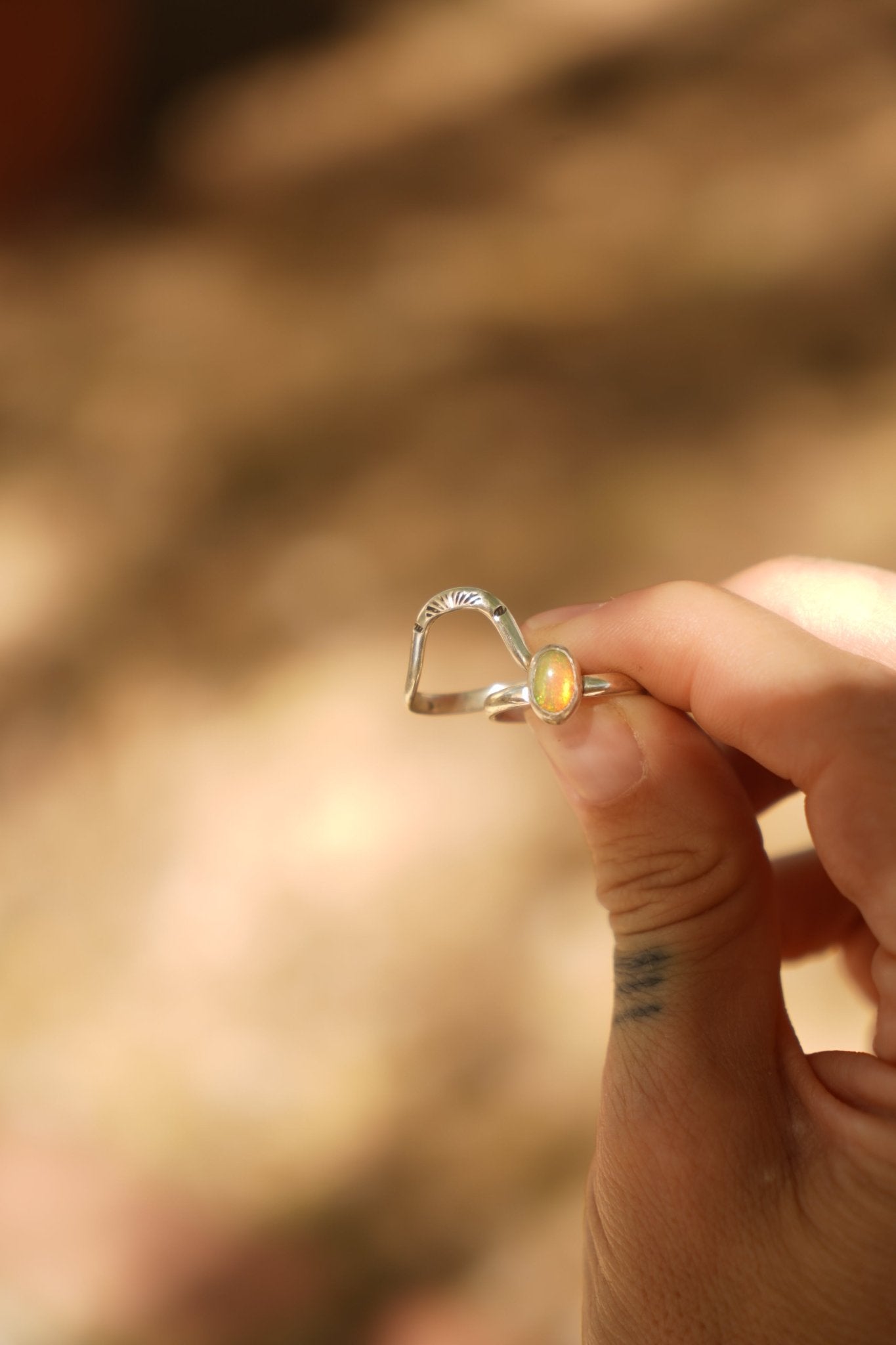 Sunrise Stacker Ring Set in Ethiopian Opal (Size 6) - Golden Road Crafted