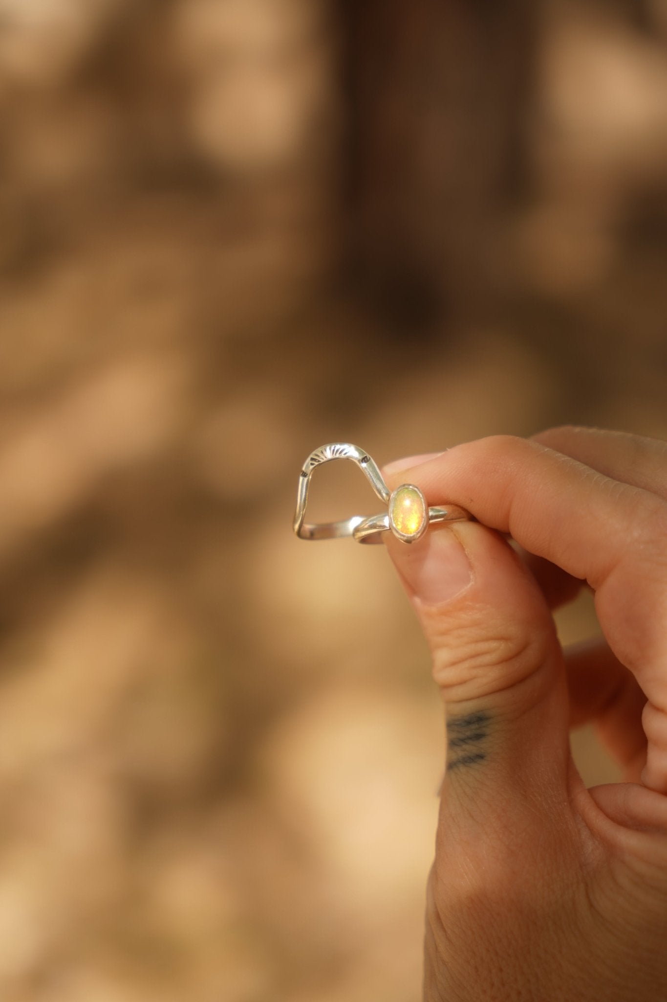 Sunrise Stacker Ring Set in Ethiopian Opal (Size 6) - Golden Road Crafted