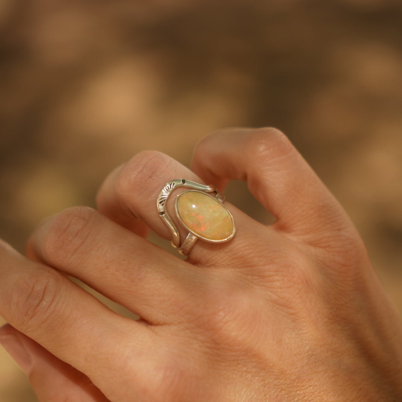 Sunrise Stacker Ring Set in Ethiopian Opal (Size 7.5) - Golden Road Crafted