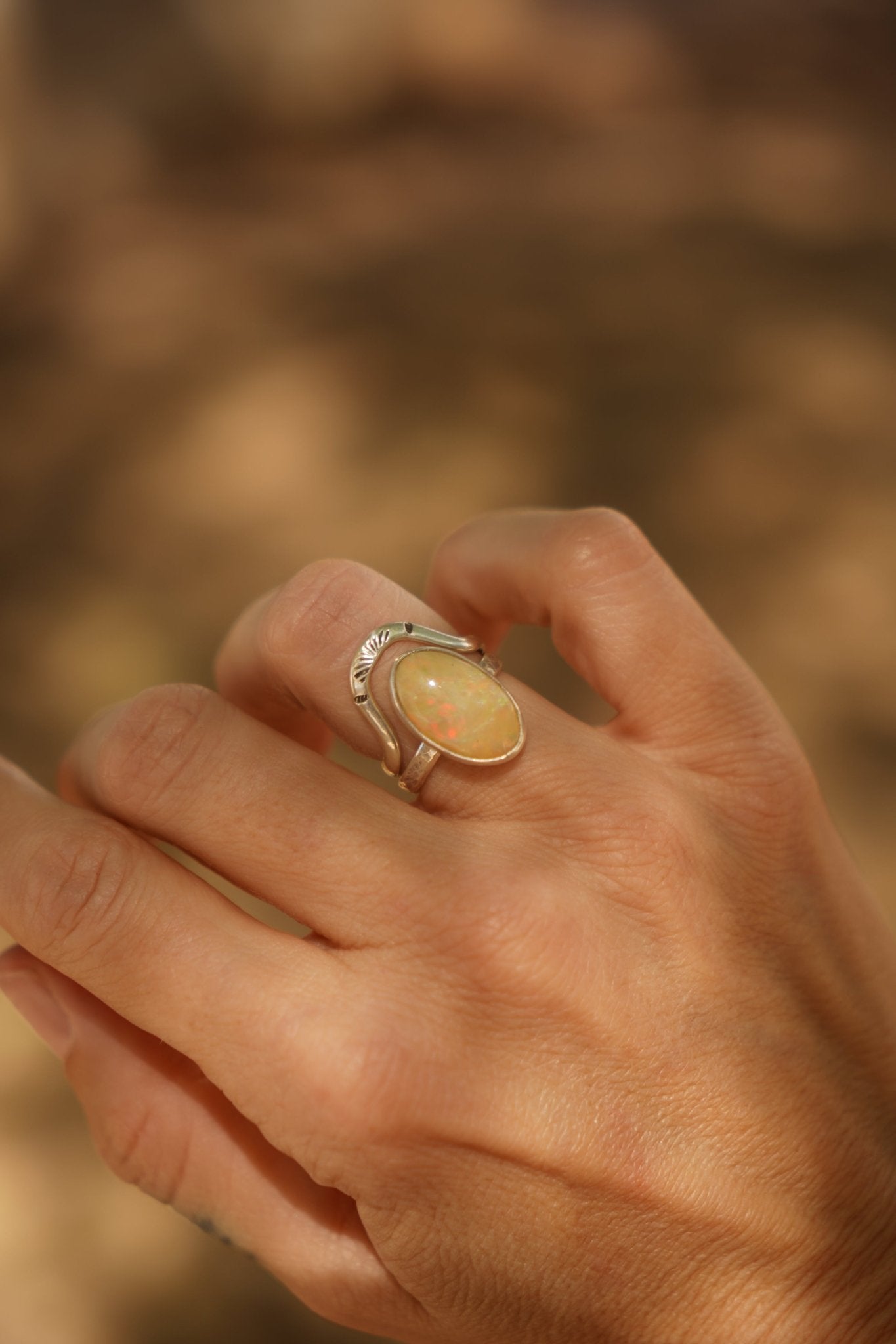 Sunrise Stacker Ring Set in Ethiopian Opal (Size 7.5) - Golden Road Crafted