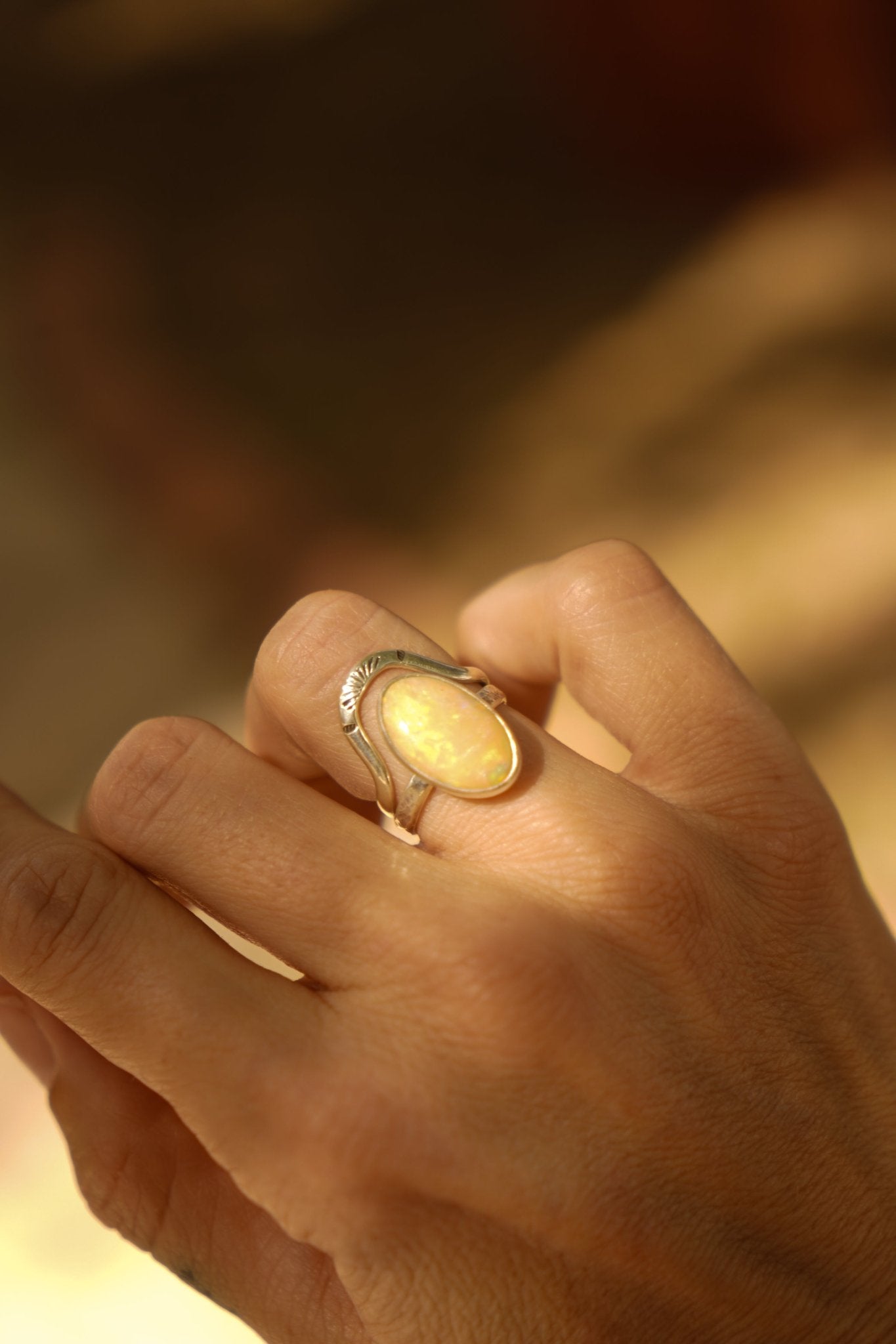 Sunrise Stacker Ring Set in Ethiopian Opal (Size 7.5) - Golden Road Crafted