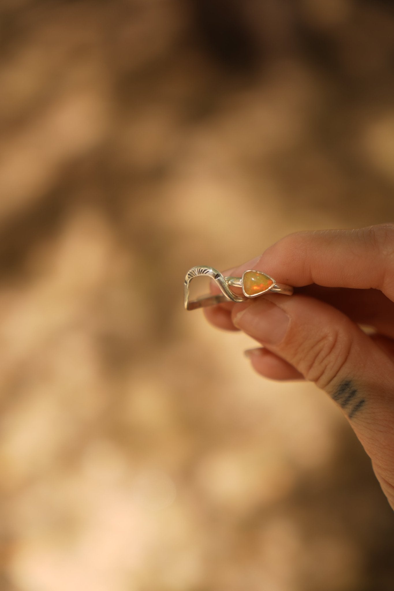 Sunrise Stacker Ring Set in Ethiopian Opal (Size 8.5) - Golden Road Crafted