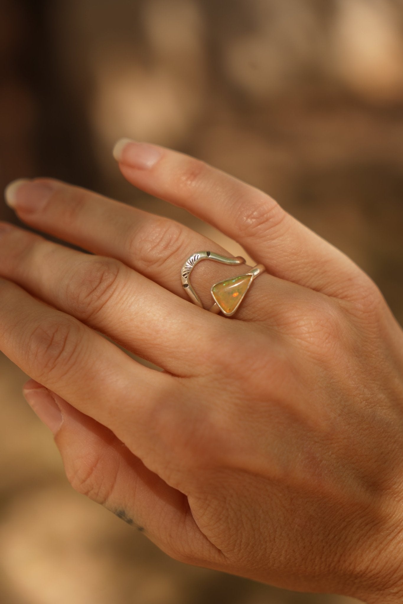 Sunrise Stacker Ring Set in Ethiopian Opal (Size 9) - Golden Road Crafted