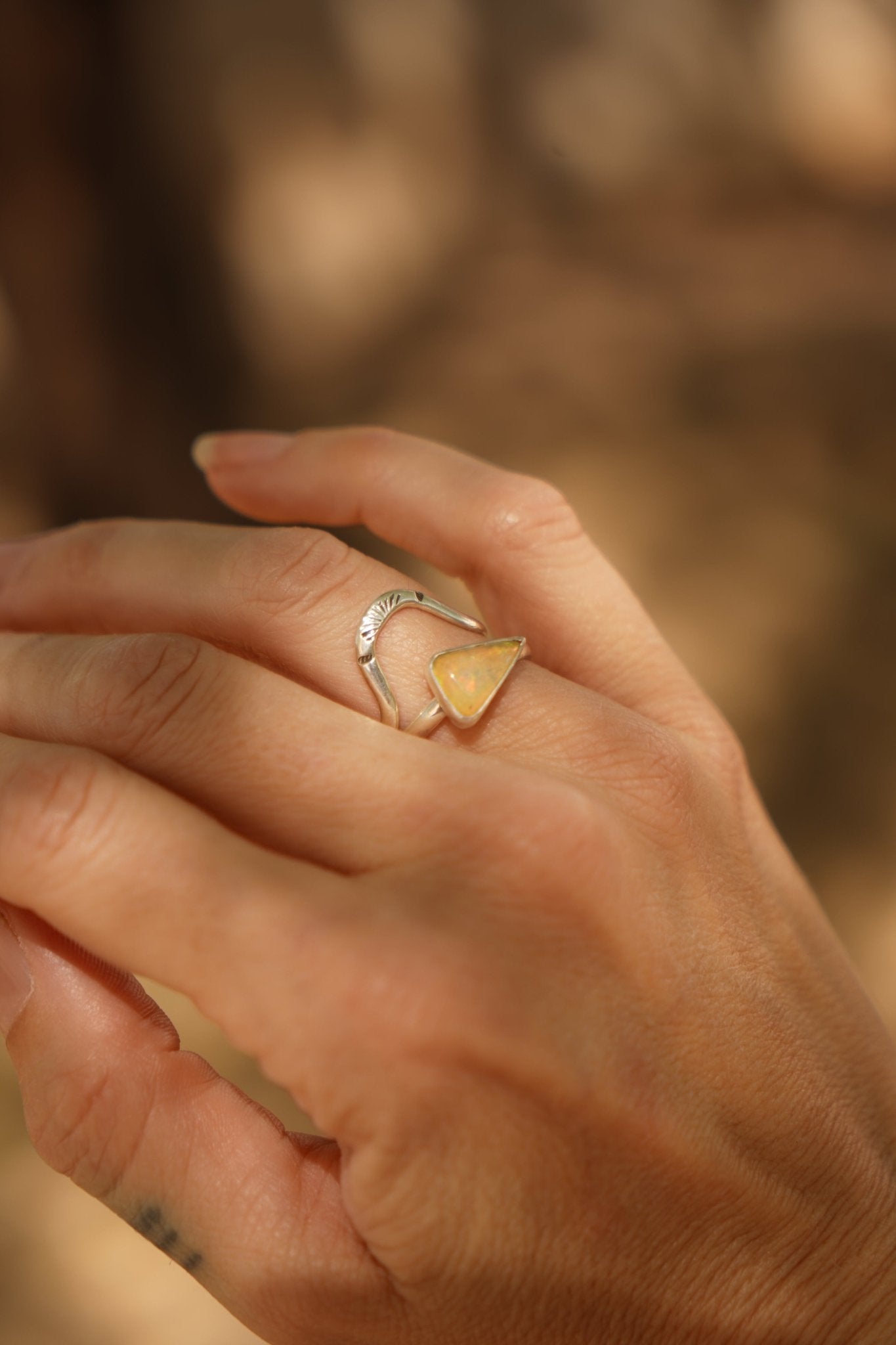 Sunrise Stacker Ring Set in Ethiopian Opal (Size 9) - Golden Road Crafted