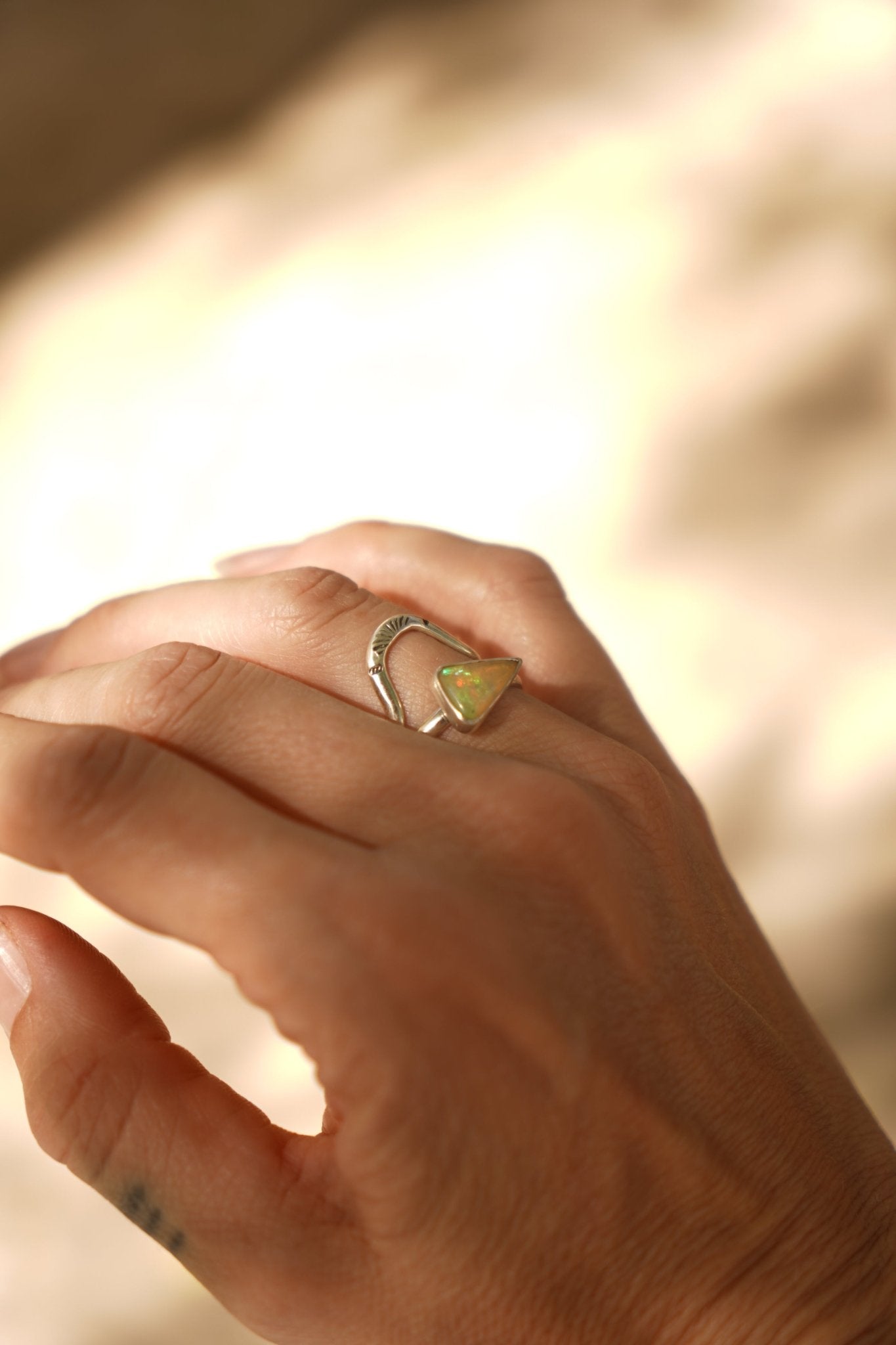 Sunrise Stacker Ring Set in Ethiopian Opal (Size 9) - Golden Road Crafted
