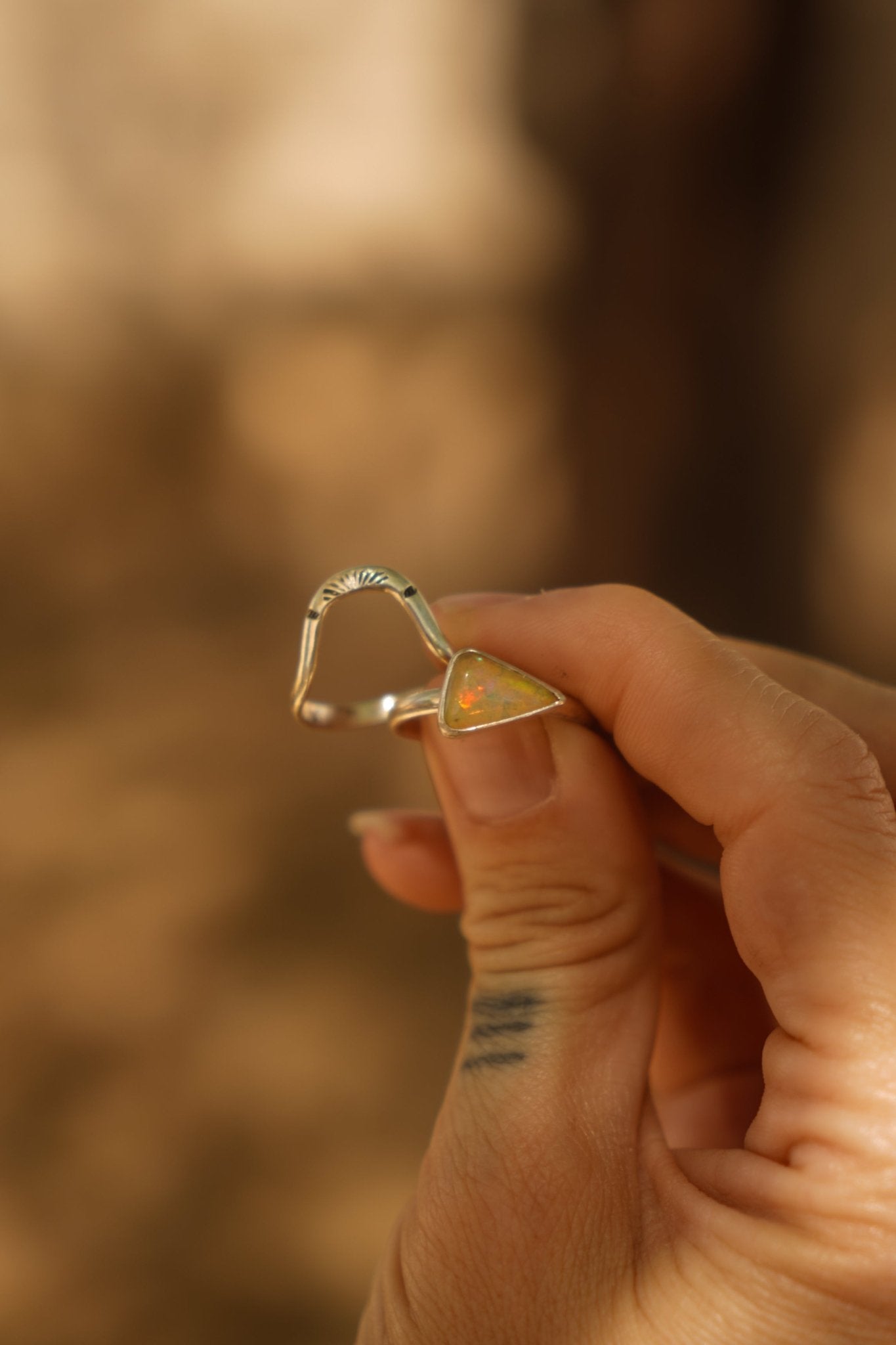 Sunrise Stacker Ring Set in Ethiopian Opal (Size 9) - Golden Road Crafted