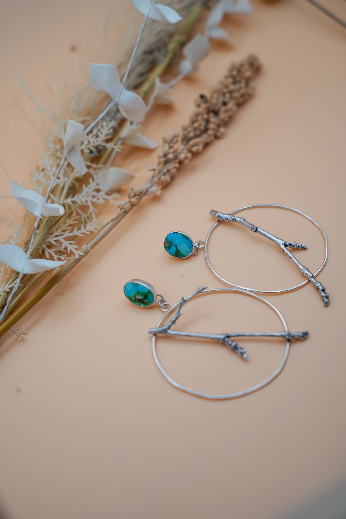 Sycamore Hoops in Sonoran Mountain Turquoise - Golden Road Crafted