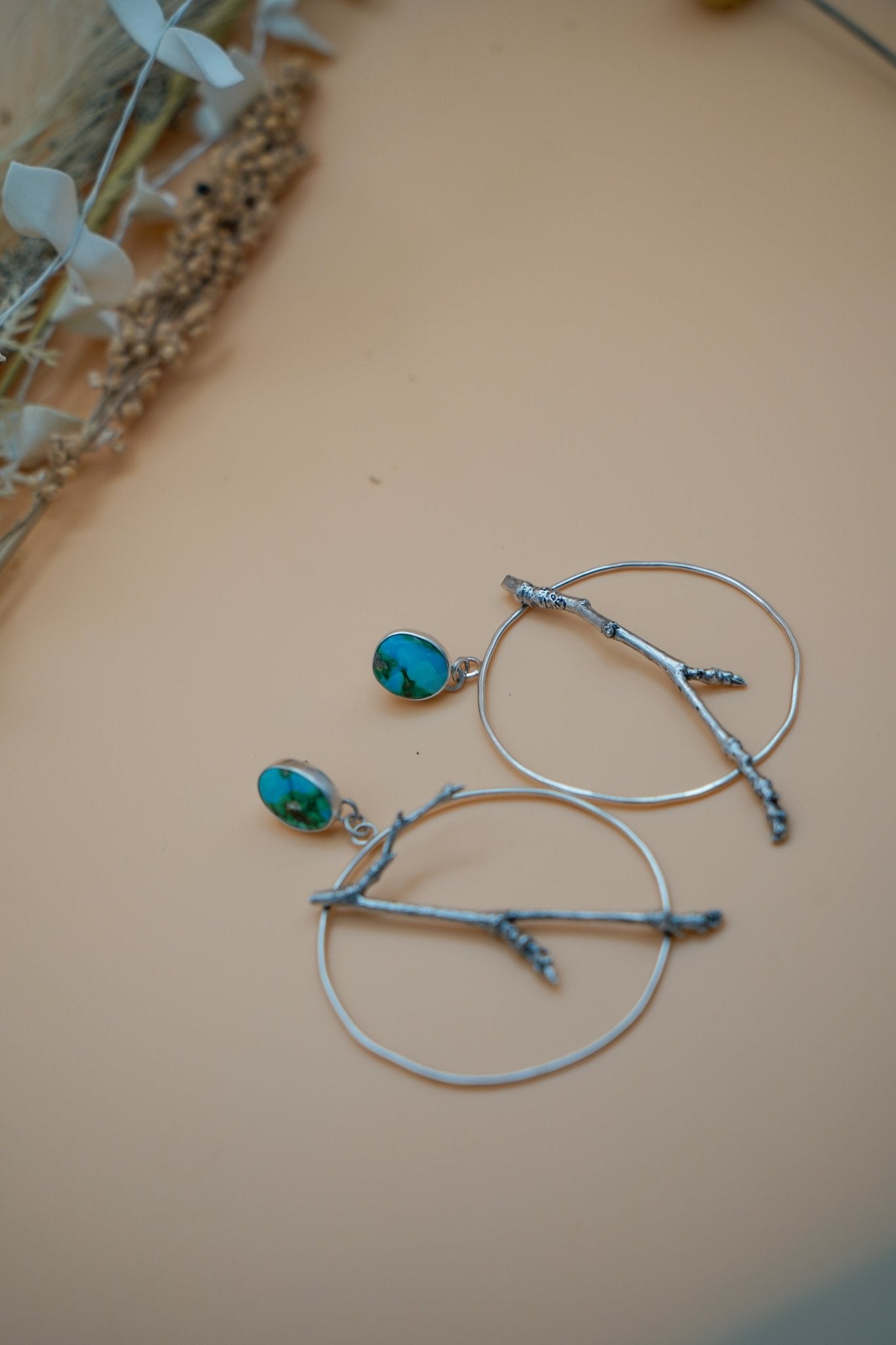 Sycamore Hoops in Sonoran Mountain Turquoise - Golden Road Crafted