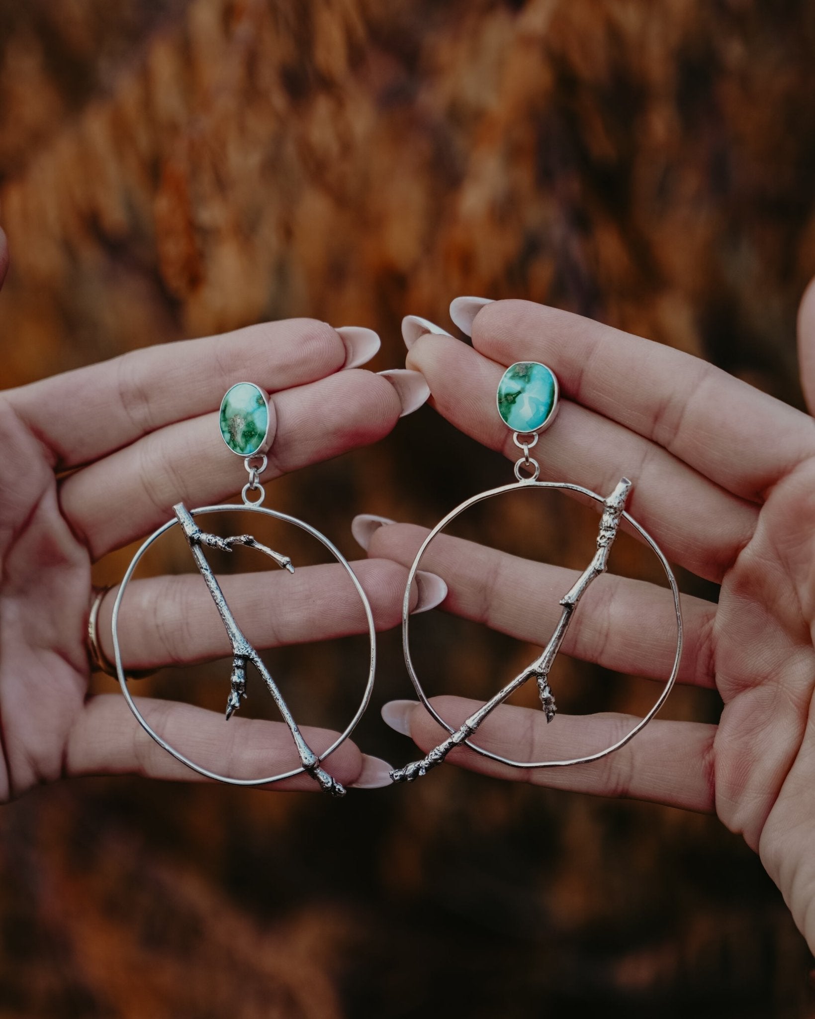 Sycamore Hoops in Sonoran Mountain Turquoise - Golden Road Crafted