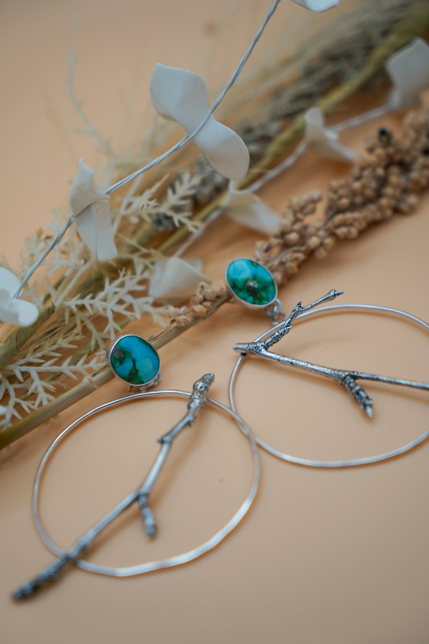 Sycamore Hoops in Sonoran Mountain Turquoise - Golden Road Crafted