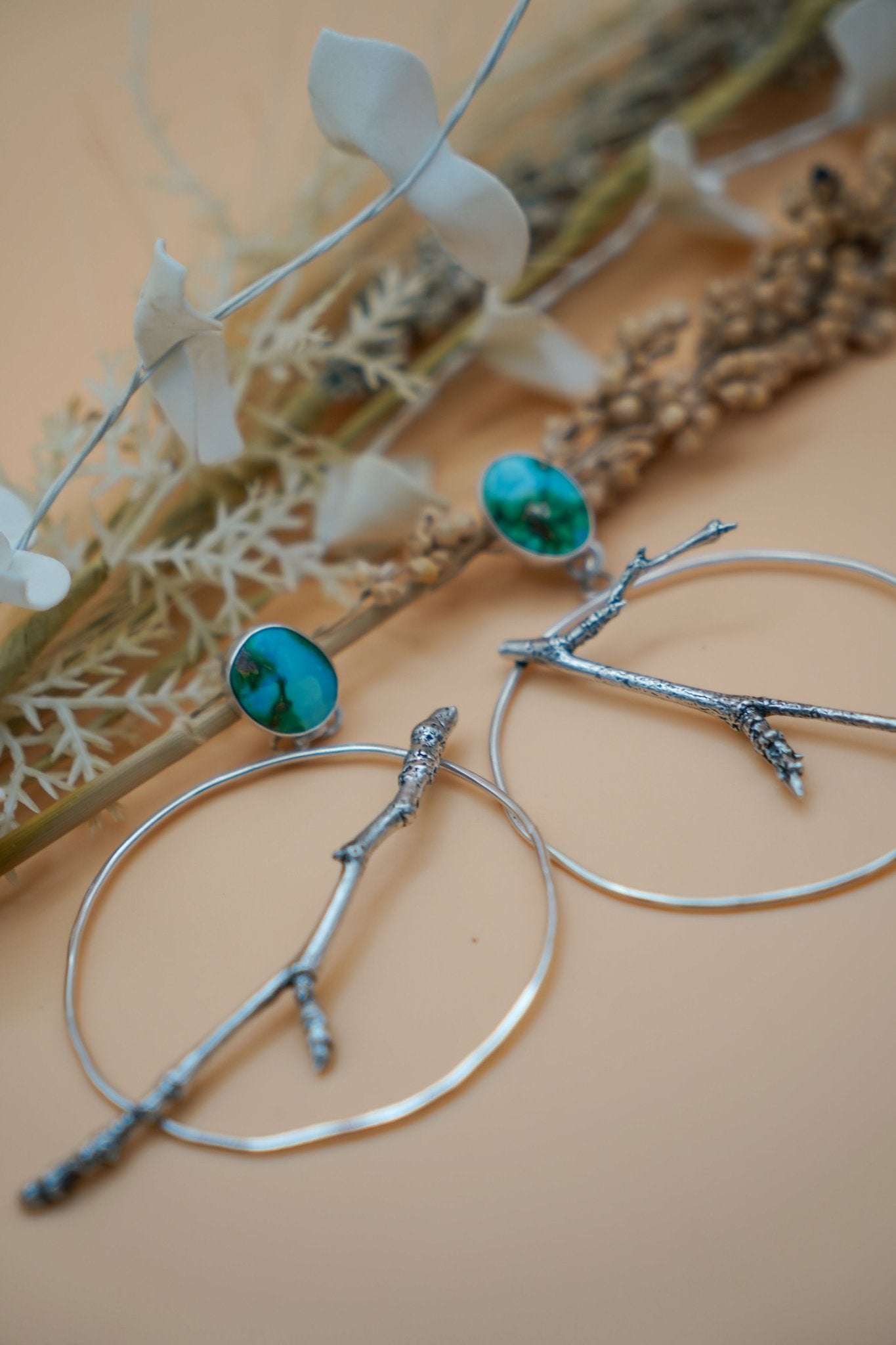 Sycamore Hoops in Sonoran Mountain Turquoise - Golden Road Crafted