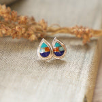 Teardrop Inlay Studs in Spiny Oyster & Opal - Golden Road Crafted