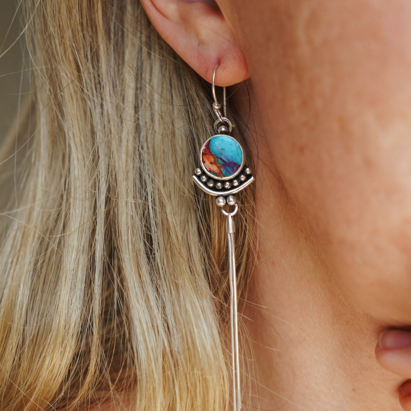 The Altar Earrings in Pink Dahlia - Golden Road Crafted