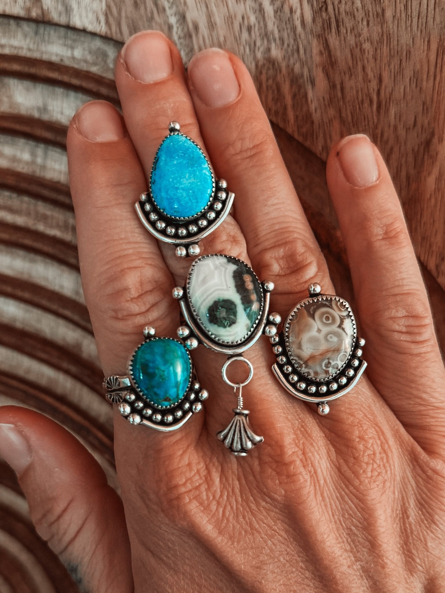 The Altar Ring in Ocean Jasper (Size 8.5) - Golden Road Crafted
