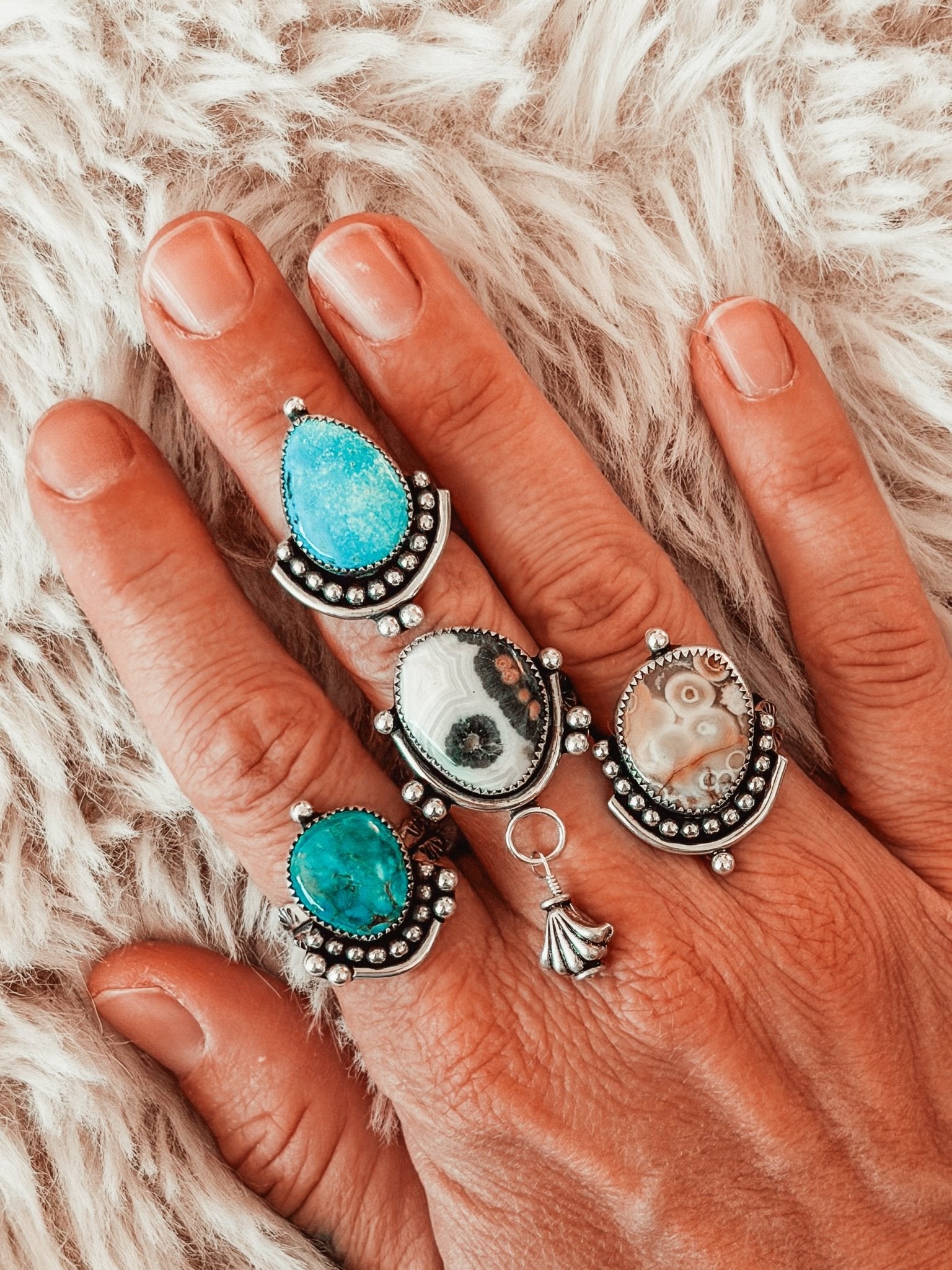 The Altar Ring in Ocean Jasper (Size 8.5) - Golden Road Crafted