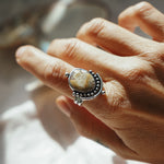 The Altar Ring in Ocean Jasper (Size 9.25) - Golden Road Crafted