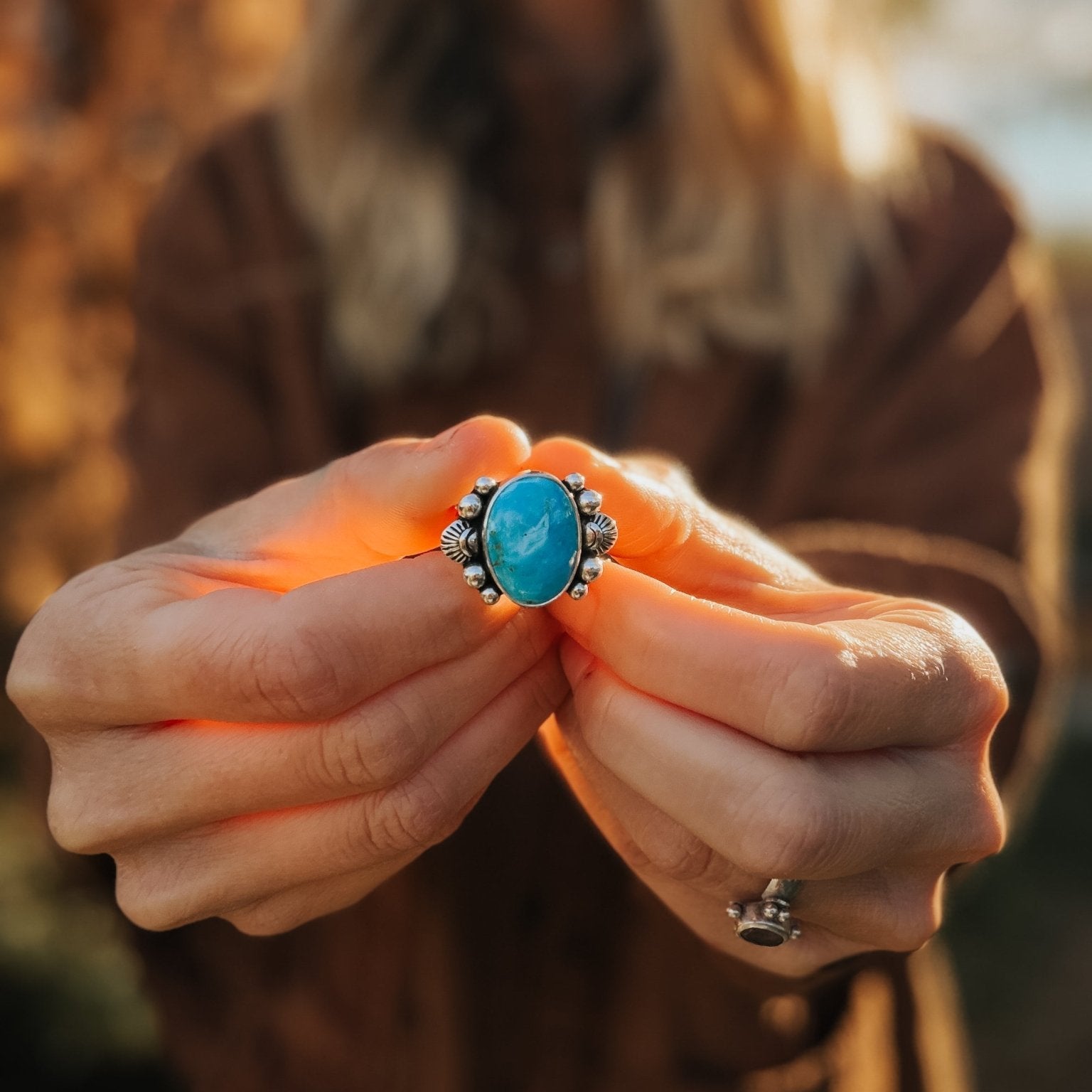 The Blue Sky Ring (Size 8.25) - Golden Road Crafted