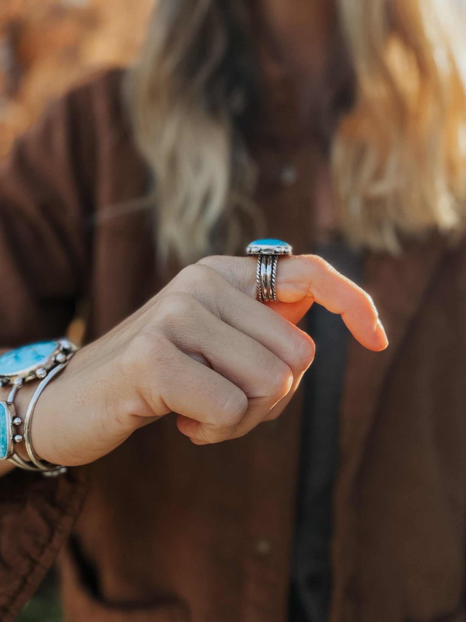 The Blue Sky Ring (Size 8.25) - Golden Road Crafted