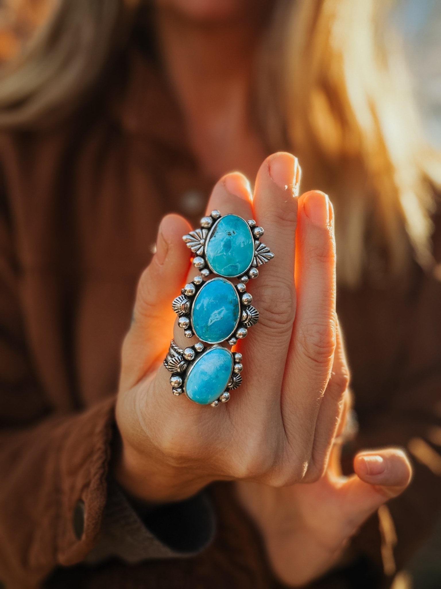 The Blue Sky Ring (Size 8.25) - Golden Road Crafted