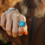 The Blue Sky Ring (Size 8.25) - Golden Road Crafted