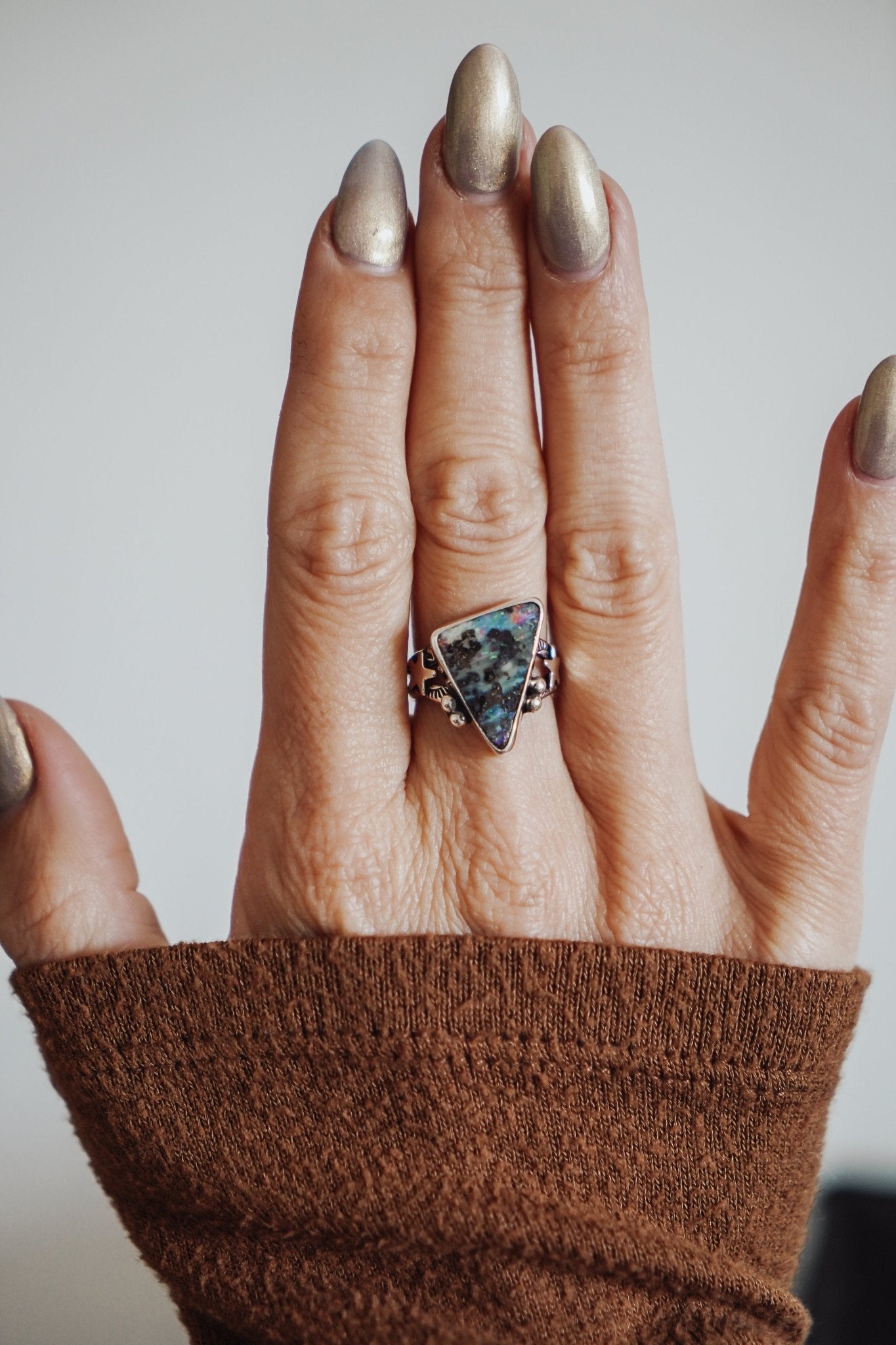 The Boulder Opal Ring (Size 7) - Golden Road Crafted