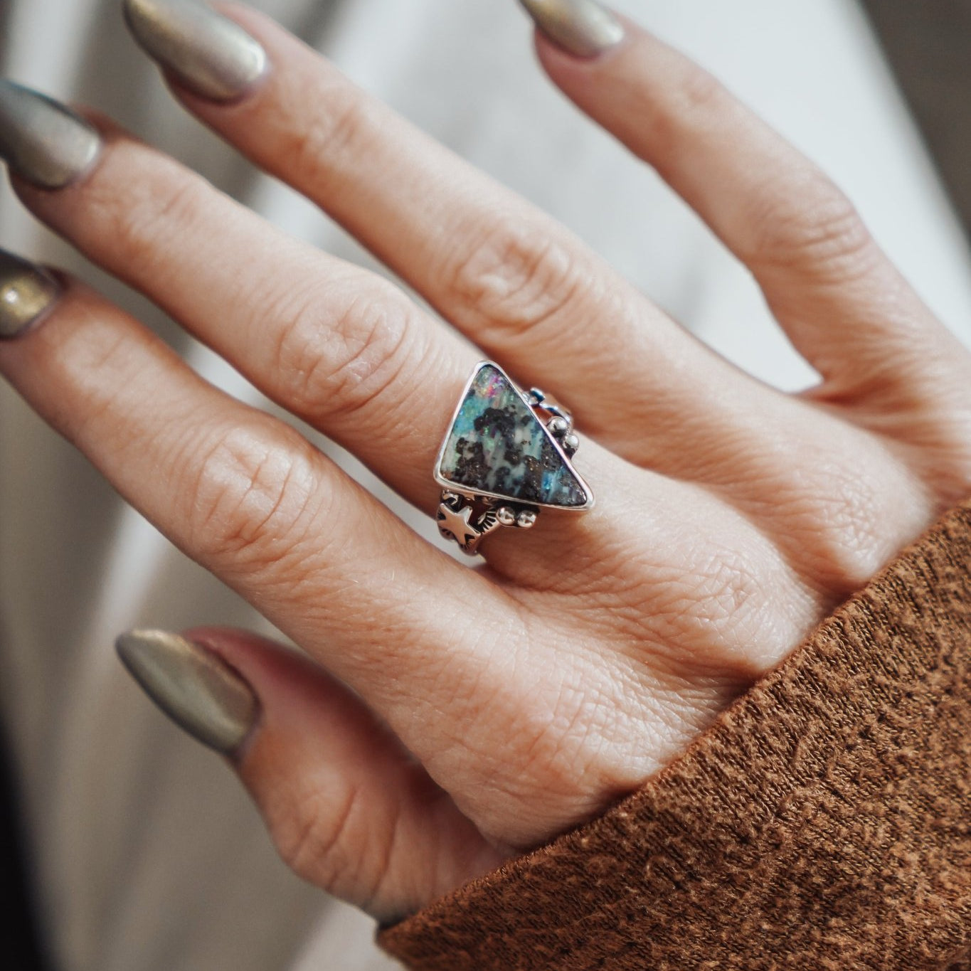 The Boulder Opal Ring (Size 7) - Golden Road Crafted