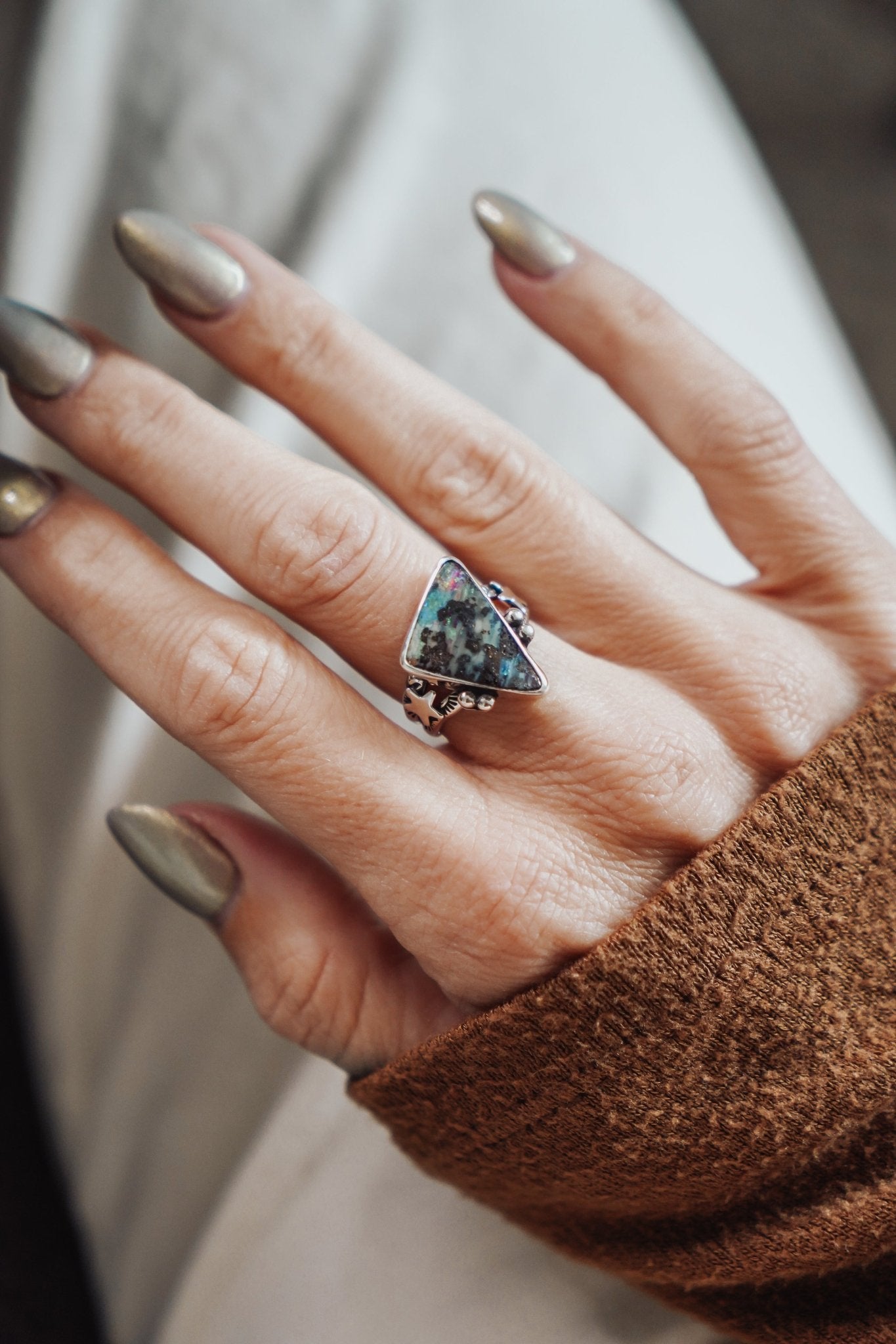 The Boulder Opal Ring (Size 7) - Golden Road Crafted