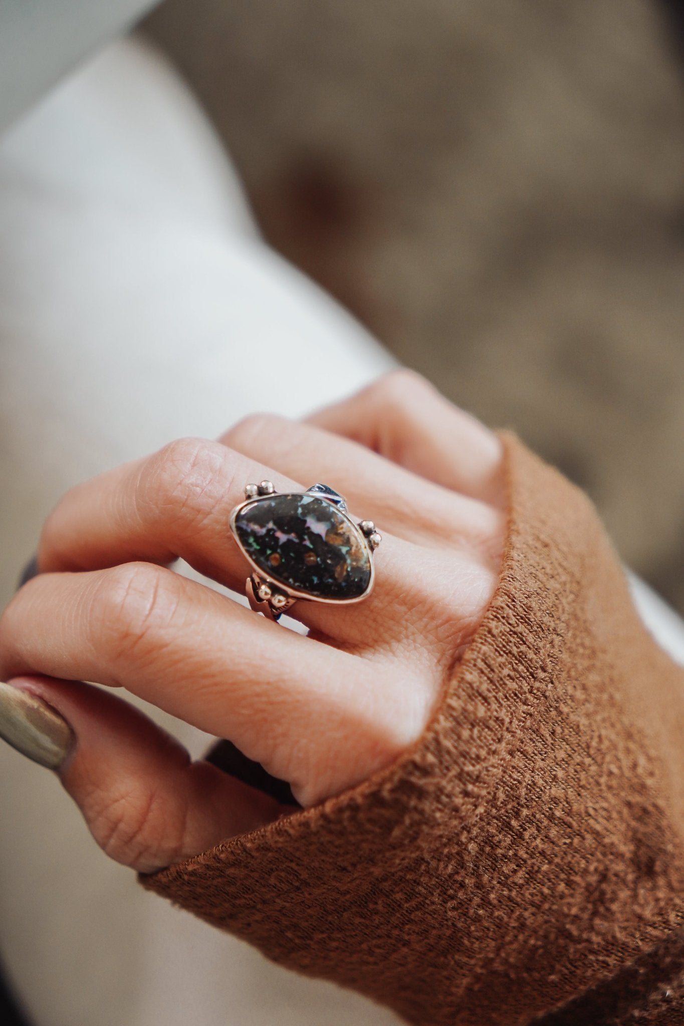 The Boulder Opal Ring (Size 9) - Golden Road Crafted