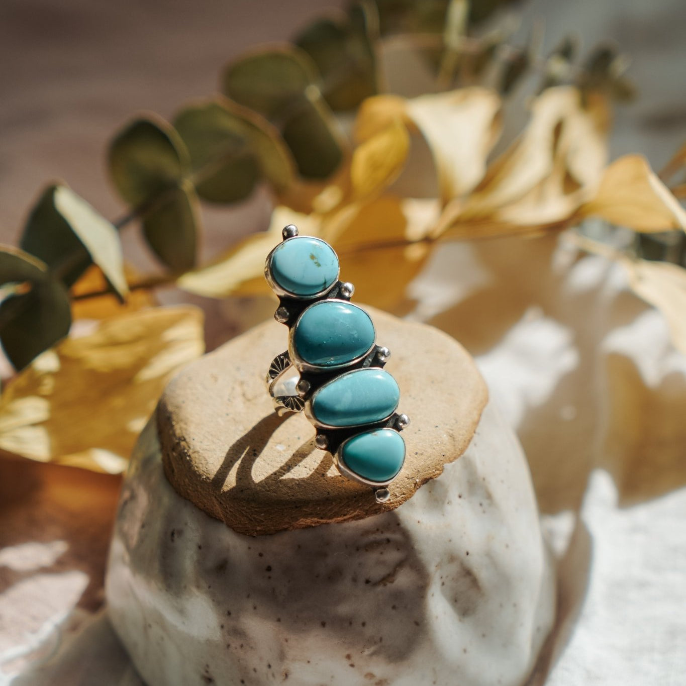 The Cairn Ring in Hubei Turquoise (Size 7.5) - Golden Road Crafted