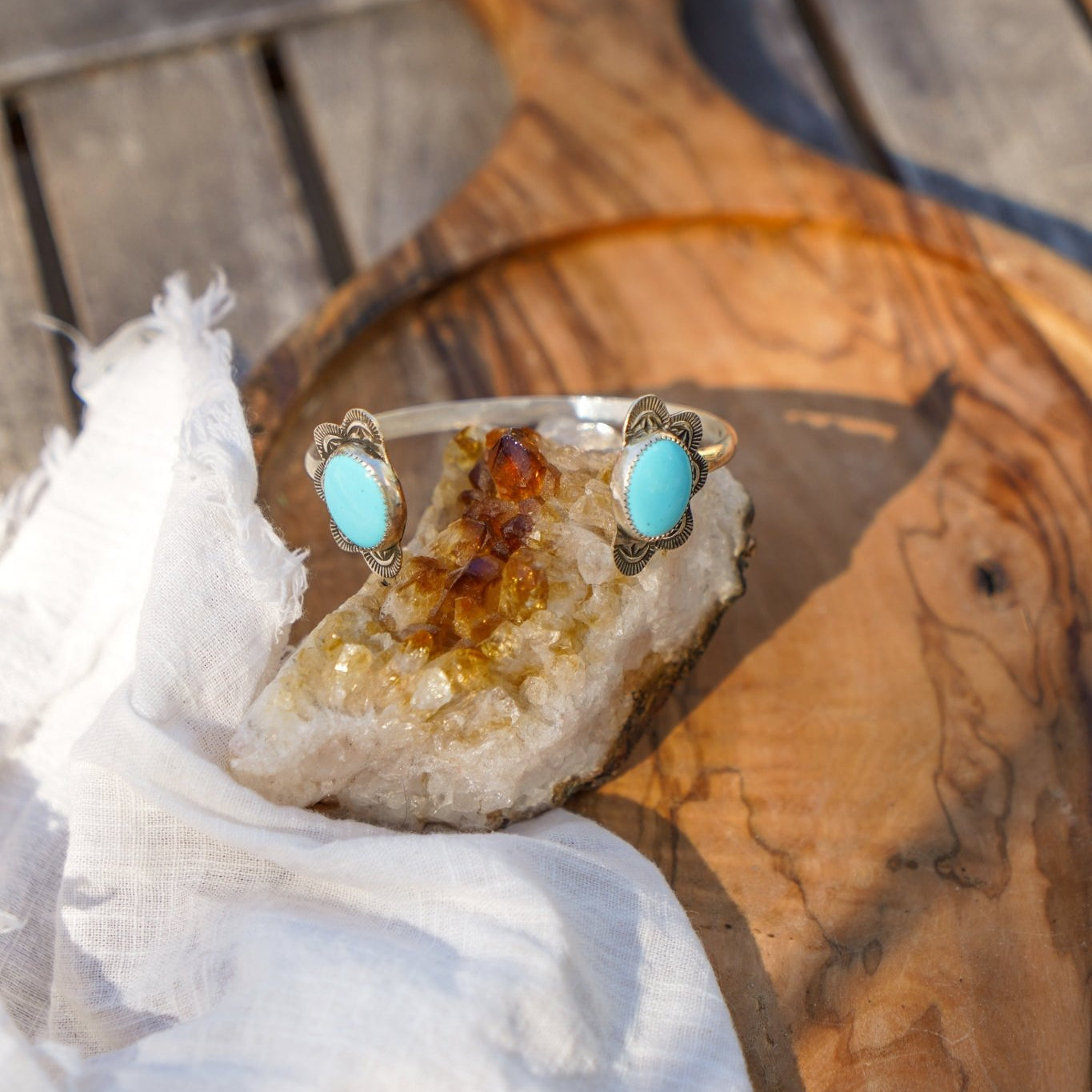 The Canyon Wrap Cuff in Campitos Turquoise - Golden Road Crafted