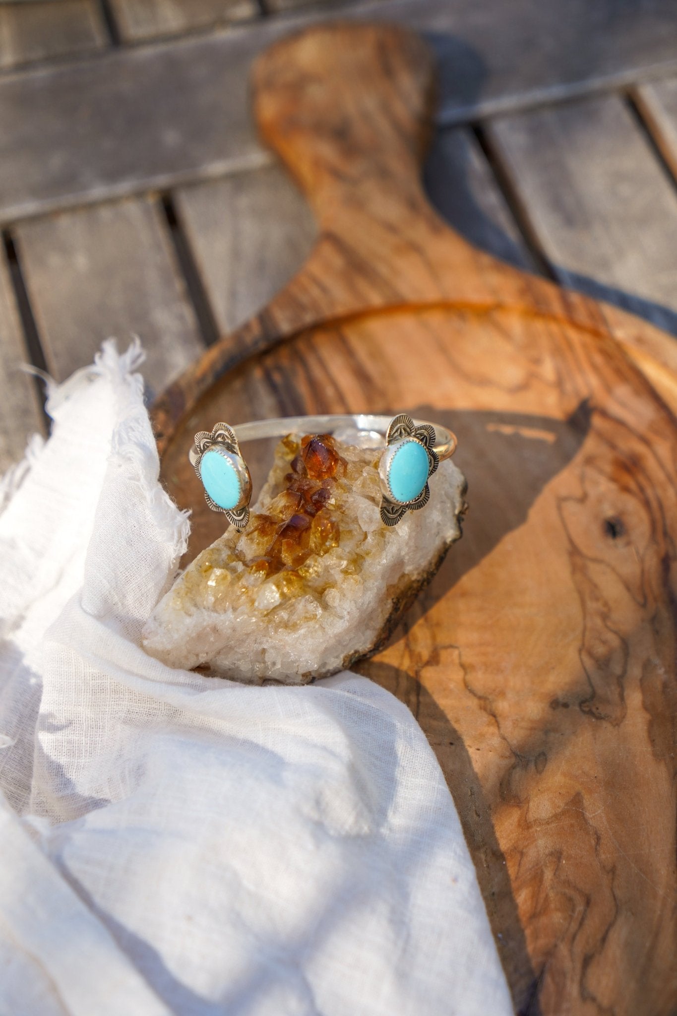 The Canyon Wrap Cuff in Campitos Turquoise - Golden Road Crafted