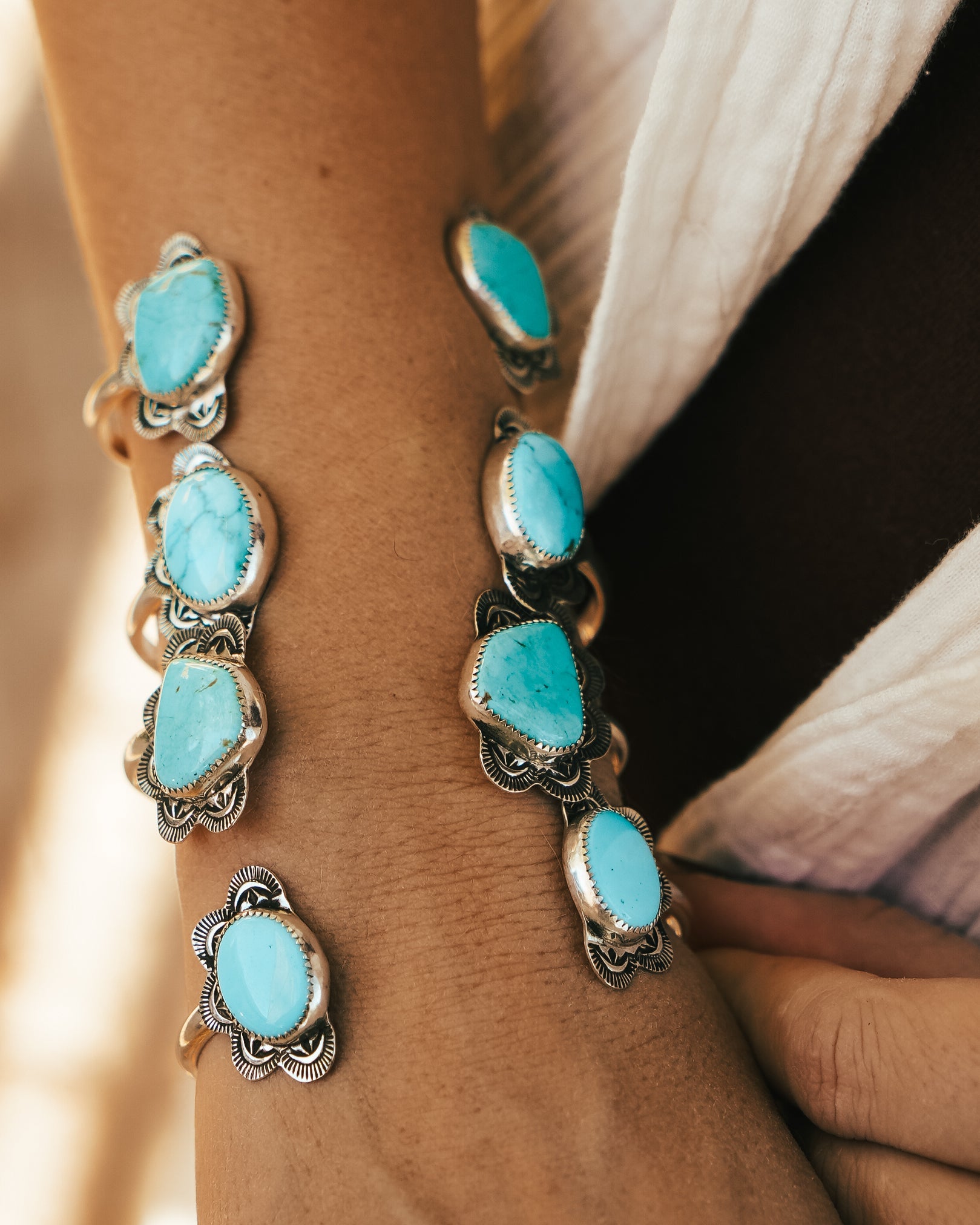 The Canyon Wrap Cuff in Campitos Turquoise - Golden Road Crafted