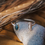 The Canyon Wrap Cuff in Pearl & Kyanite - Golden Road Crafted