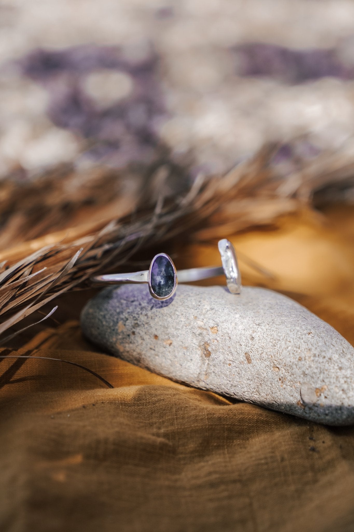 The Canyon Wrap Cuff in Pearl & Kyanite - Golden Road Crafted