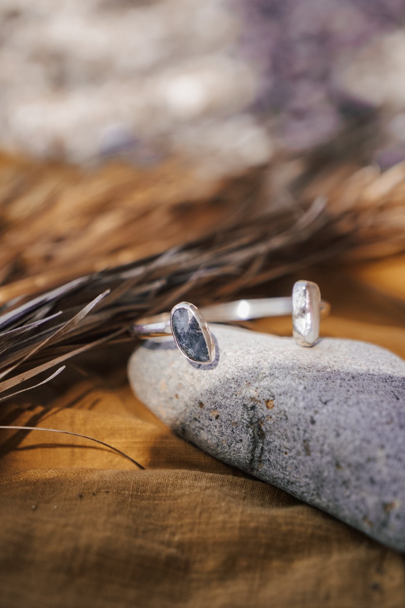 The Canyon Wrap Cuff in Pearl & Kyanite - Golden Road Crafted