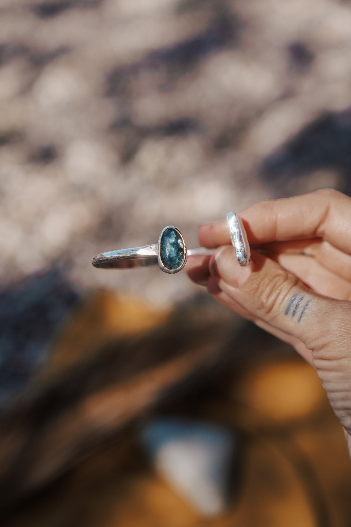 The Canyon Wrap Cuff in Pearl & Kyanite - Golden Road Crafted
