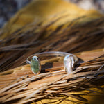 The Canyon Wrap Cuff in Pearl & Kyanite - Golden Road Crafted