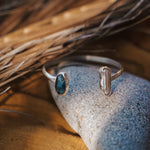 The Canyon Wrap Cuff in Pearl & Kyanite - Golden Road Crafted